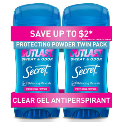 Secret Outlast Protecting Powder Clear Gel Antiperspirant & Deodorant Twin Pack - 2-2.6 Oz