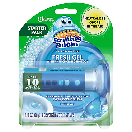 Scrubbing Bubbles Rainshower Fresh Gel Toilet Cleaning Stamp Dispenser - 6 Oz - Image 1