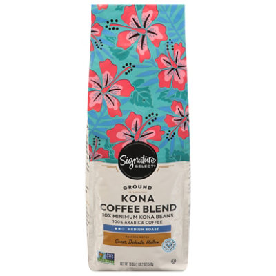 Signature SELECT Medium Roast Kona Coffee Blend Coffee Grounds - 18 Oz