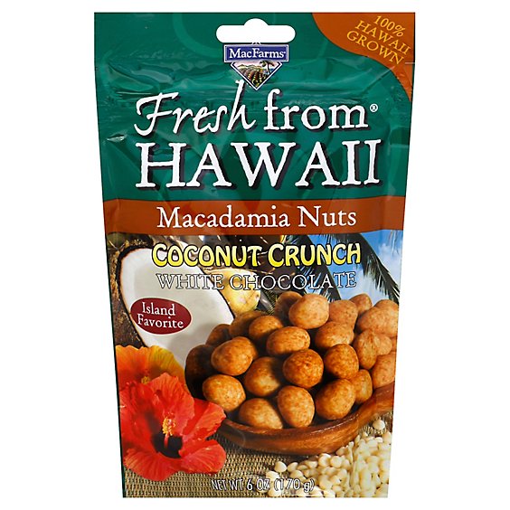 MacFarms Fresh From Hawaii Macadamia Nuts Coconut Crunch White Chocolate - 6 Oz
