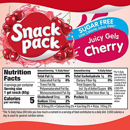 Snack Pack Juicy Gels Sugar Free Cherry - 4-3.25 Oz - Image 4