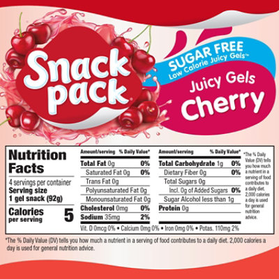 Snack Pack Sugar Free Cherry Flavored Juicy Gels - 4-3.25 Oz - Image 2