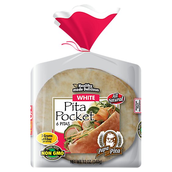 Papa Pita 6inch White Pocket Bread - 12 Oz