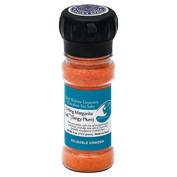 Salty Wahine Gourmet Hawaiian Sea Salts Margarita Salt Li Hing Reusable Grinder - 4 Oz