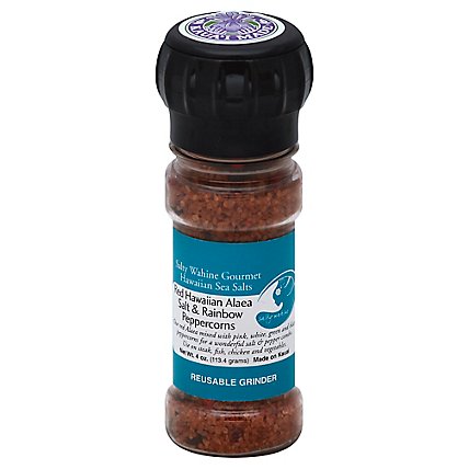 Salty Wahine Gourmet Hawaiian Sea Salts Alaea Salt Red & Rainbow Peppercorns - 4 Oz - Image 1