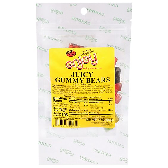 Ktm Enjoy W/Li Hing Mui Juicy Gummy Bears - 4 Oz