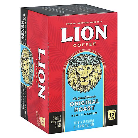 Lion Coffee Hawaiian Islands Coffee K-Cups Original Lion - 12-0.38 Oz