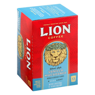 Lion Coffee Hawaiian Islands Coffee K-Cups Vanilla Macadamia Nut - 12-0.38 Oz