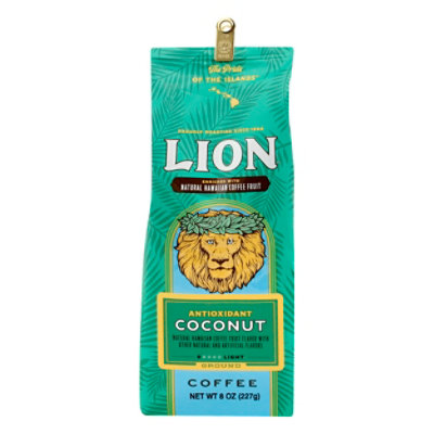 Lion Coffee Auto Drip Grind Antioxidant Rich Natural Coconut 8 Oz