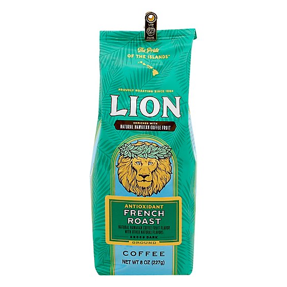 Lion Coffee Auto Drip Grind Antioxidant Rich Natural French Roast - 8 Oz