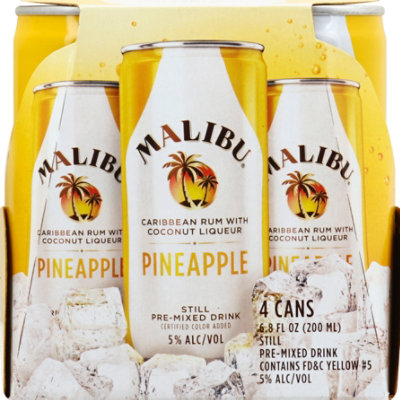 Malibu Cocktail Rum Pineapple Can - 4-200 Ml - Image 2