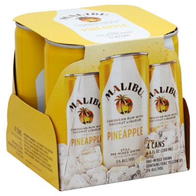 Malibu Cocktail Rum Pineapple Can 4 200 Ml Albertsons