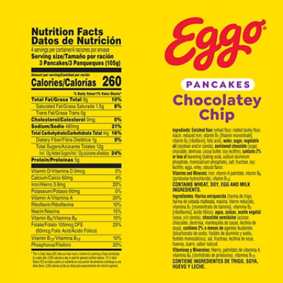 Eggo Frozen Pancakes Chocolatey Chip Frozen Breakfast 12 Count - 14.8 Oz - Image 3