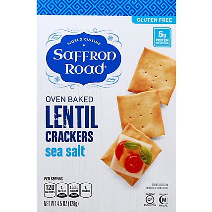 Saffron Road Crackers LENTIL Sea Salt - 4.5 Oz - Image 2