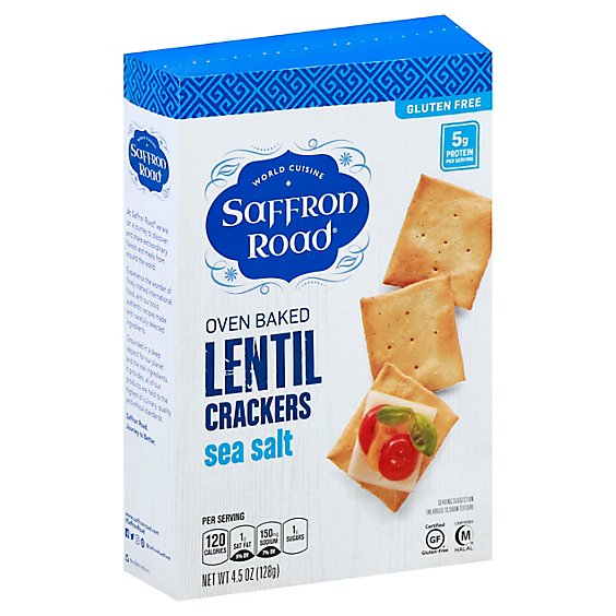 Saffron Road Crackers LENTIL Sea Salt - 4.5 Oz