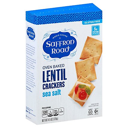 Saffron Road Crackers LENTIL Sea Salt - 4.5 Oz - Image 1