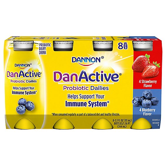 Dannon DanActive Blueberry & Strawberry Probiotic Dailies Variety Pack - 8-3.1 Fl. Oz.