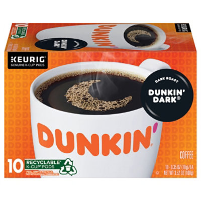 Dunkin Donuts Coffee K-Cup Pods Dark Roast Dunkin Dark - 10-0.35 Oz - Image 1