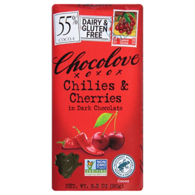 Chocolove Dark Chocolate Chilies & Cherries - 3.2 Oz