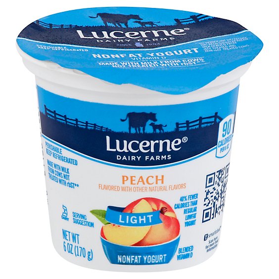 Lucerne Yogurt Light Nonfat Peach Flavored - 6 Oz