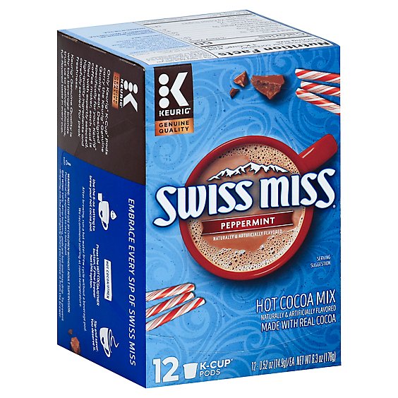 Swiss Miss Cocoa Mix Hot K-Cup Pods Peppermint - 12-0.42 Oz