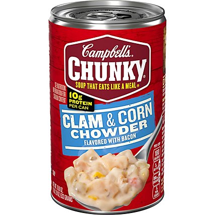 Campbells Chunky Soup Chowder Clam & Corn With Bacon - 18.8 Oz - Image 2