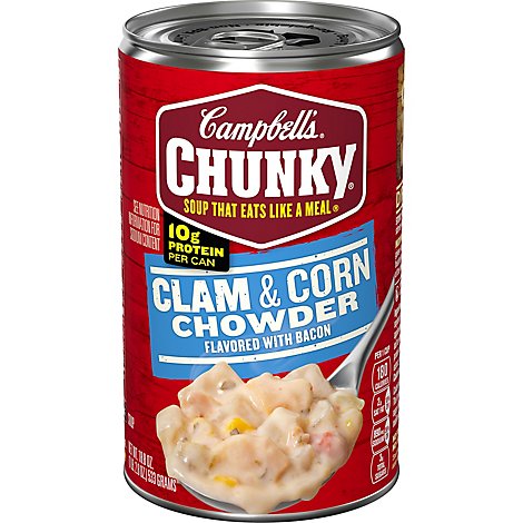 Campbells Chunky Soup Chowder Clam & Corn With Bacon - 18.8 Oz