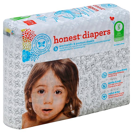 The Honest Company Diapers Skulls Size 5xl - 25 Piece
