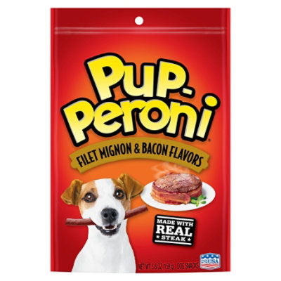 Pup-Peroni Dog Snacks Filet Mignon & Bacon Flavors Pouch - 5.6 Oz