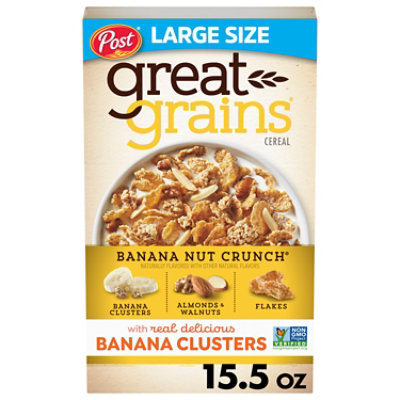Post Great Grains Banana Nut Crunch Cereal Large Size - 15.5 Oz