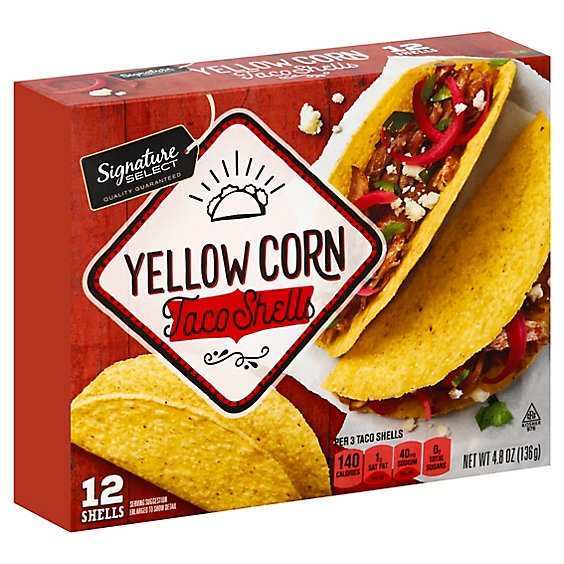 Signature SELECT Taco Shells Corn Yellow Box 12 Count - 4.8 Oz