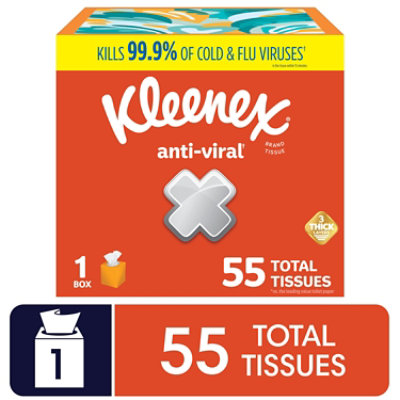 Kleenex Anti-Viral Facial Tissues Box - 55 Count - Image 1