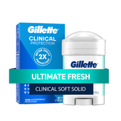 Gillette Antiperspirant Deodorant Clinical Soft Solid Ultimate Fresh - 2.6 Oz
