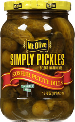 Mt. Olive Pickles Simply Pickles Petite Kosher Dills - 16 Fl. Oz. - Image 1