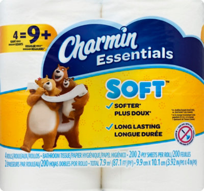 Charmin Essentials Bathroom Tissue Soft Giant Roll 2-Ply Bag - 4 Roll - Image 2