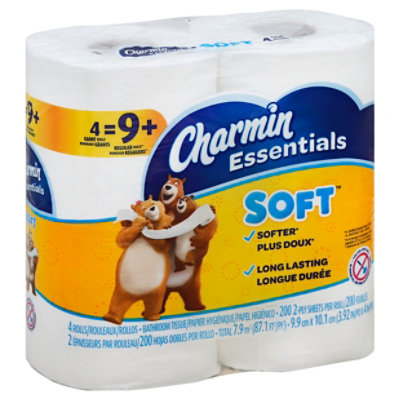 Charmin Essentials Bathroom Tissue Soft Giant Roll 2-Ply Bag - 4 Roll - Image 1