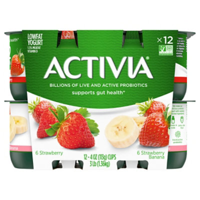 Activia Low Fat Probiotic Strawberry And Strawberry Banana Variety Pack Yogurt - 12-4 Oz - Image 3