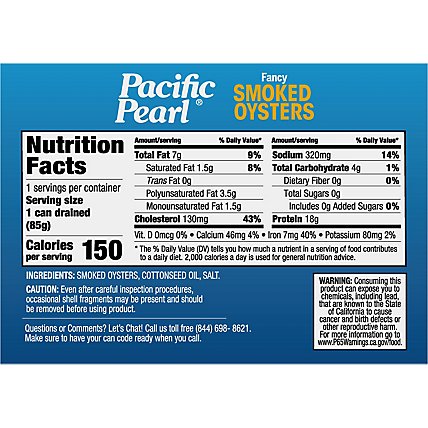 Pacific Pearl Oysters Smoked Fancy - 3.75 Oz - Image 6