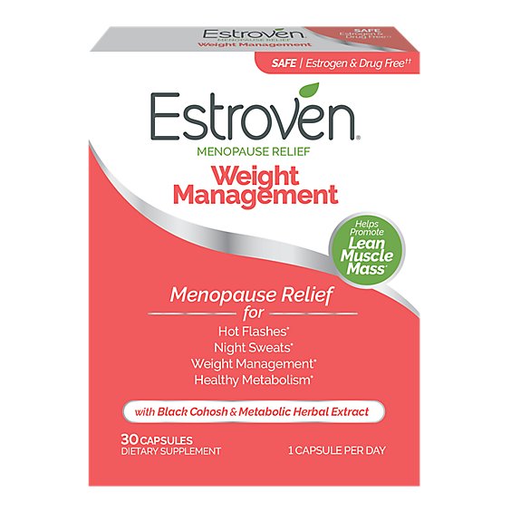 Estroven Dietary Supplement Menopause Relief Weight Management Caplets - 30 Count