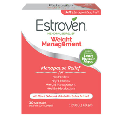 Estroven Dietary Supplement Menopause Relief Weight Management Caplets - 30 Count