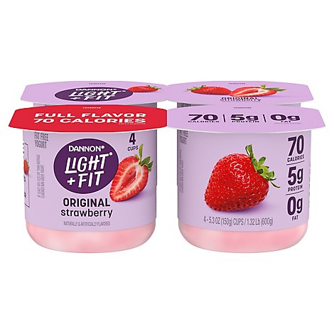 Dannon Light + Fit Strawberry Non Fat Gluten Free Yogurt - 4-5.3 Oz