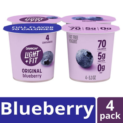 Light + Fit Blueberry Nonfat Gluten Free Yogurt - 4-5.3 Oz - Image 1