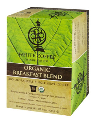 white coffee Coffee Organic Single Serve Cups Medium Roast Breakfast Blend - 10-0.35 Oz - Image 4