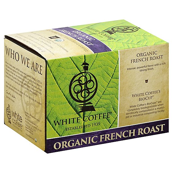 white coffee Coffee Organic Single Serve Cups Dark Roast French Roast - 10-0.35 Oz
