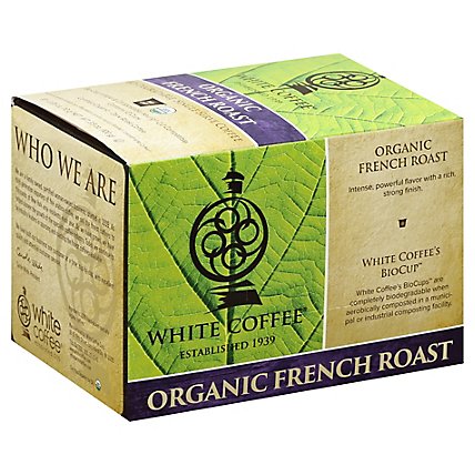 white coffee Coffee Organic Single Serve Cups Dark Roast French Roast - 10-0.35 Oz - Image 1