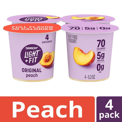 Light + Fit Peach Nonfat Gluten Free Yogurt - 4-5.3 Oz - Image 1