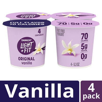 Light + Fit Vanilla Nonfat Gluten Free Yogurt - 4-5.3 Oz - Image 1