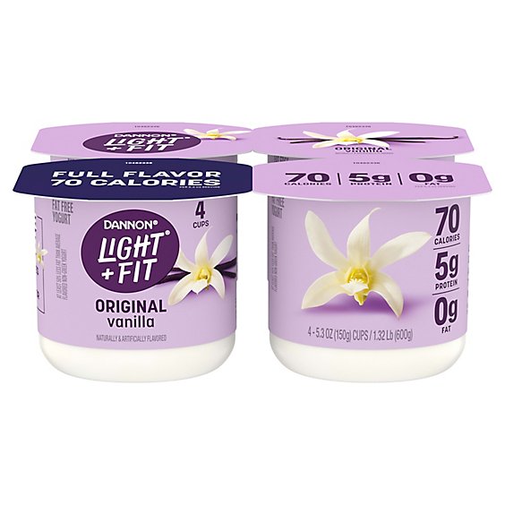 Dannon Light + Fit Vanilla Non Fat Gluten Free Yogurt - 4-5.3 Oz