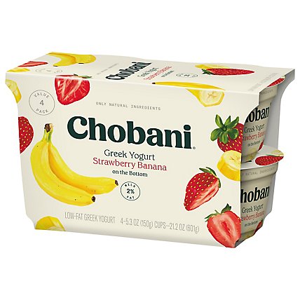 Chobani Yogurt Greek Fruit On The Bottom Low-Fat Strawberry Banana - 4-5.3 Oz - Image 2
