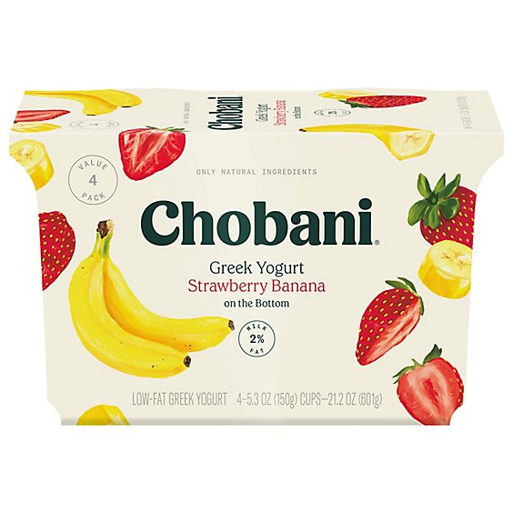 Chobani Yogurt Greek Fruit On The Bottom Low-Fat Strawberry Banana - 4-5.3 Oz